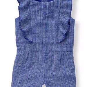 Janie and Jack Bouclé Romper Baby Girls Ruffle Button Size 3-6M
